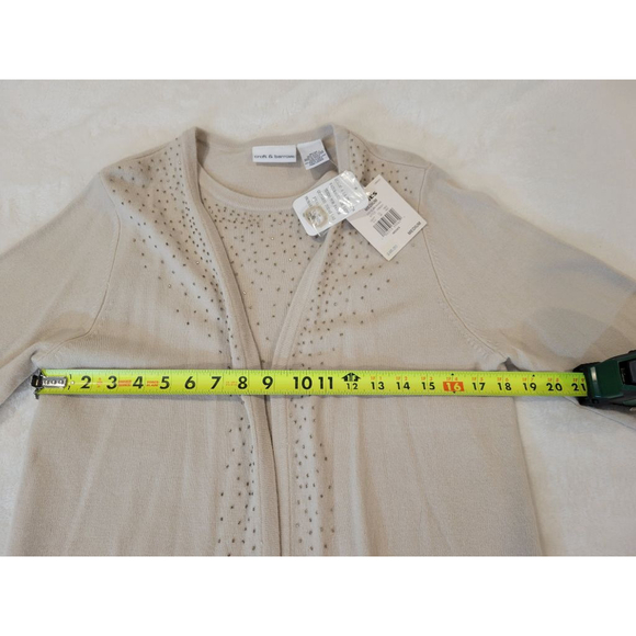 NWT Women's Croft & Barrow Size M Cream Beaded Sweater, Shell Attached - Picture 14 of 16